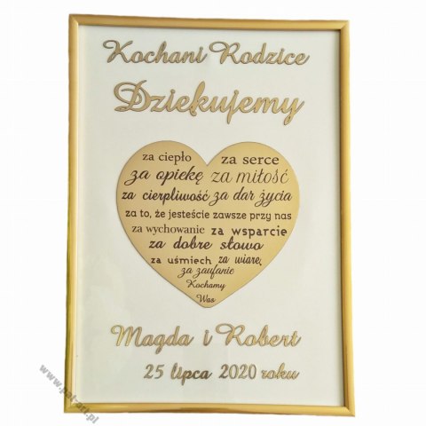 Serce z napisów dla rodziców 30 x 20 cm ZŁOTO Serce z napisów dla rodziców 30 x 20 cm ZŁOTO