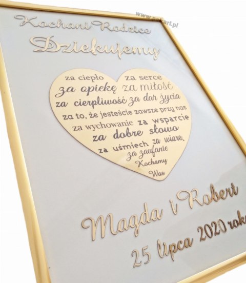 Serce z napisów dla rodziców 30 x 20 cm ZŁOTO Serce z napisów dla rodziców 30 x 20 cm ZŁOTO