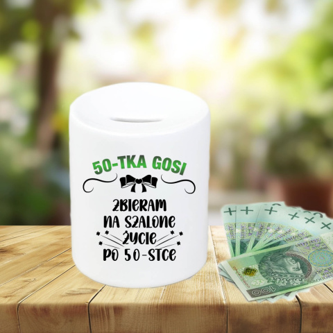 Skarbonka prezent na 50 tke dla kobiety drobny prezent dla niej Skarbonka prezent na 50 tke dla kobiety drobny prezent dla niej