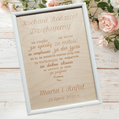 ramka z grawerem prezent podziękowanie dla rodziców ślub