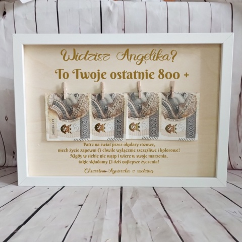 ramka na pieniadze upominek na osiemnastkę