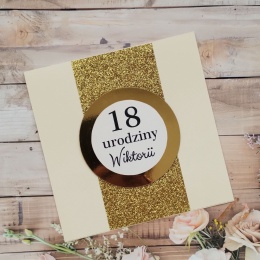zaproszenia na 18 brokatowe złote zaproszenia na 18